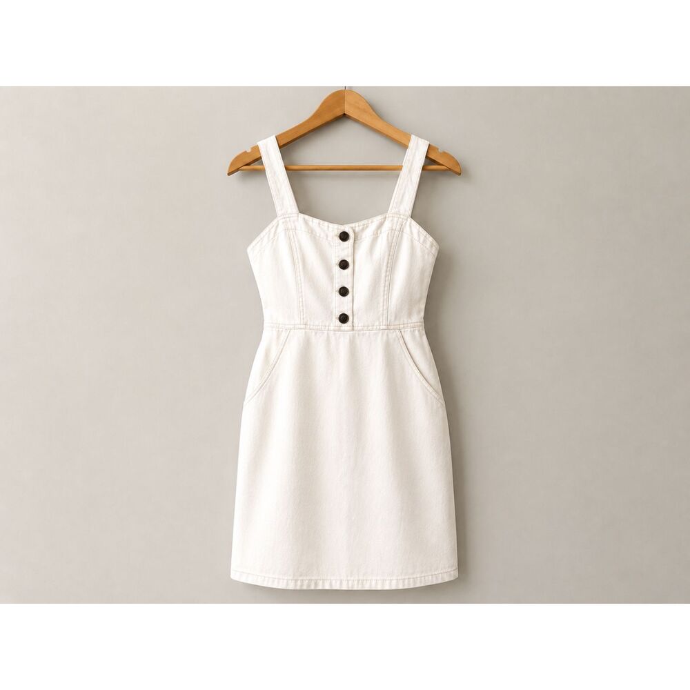 Rue21 White Denim Knee-Length Dress | Size Small | NWT | Pockets